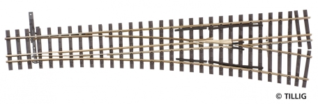 TILLIG 85197 - Dreischienen-Schmalspurweiche, H0/H0m-H0, rechts, Länge 228 mm